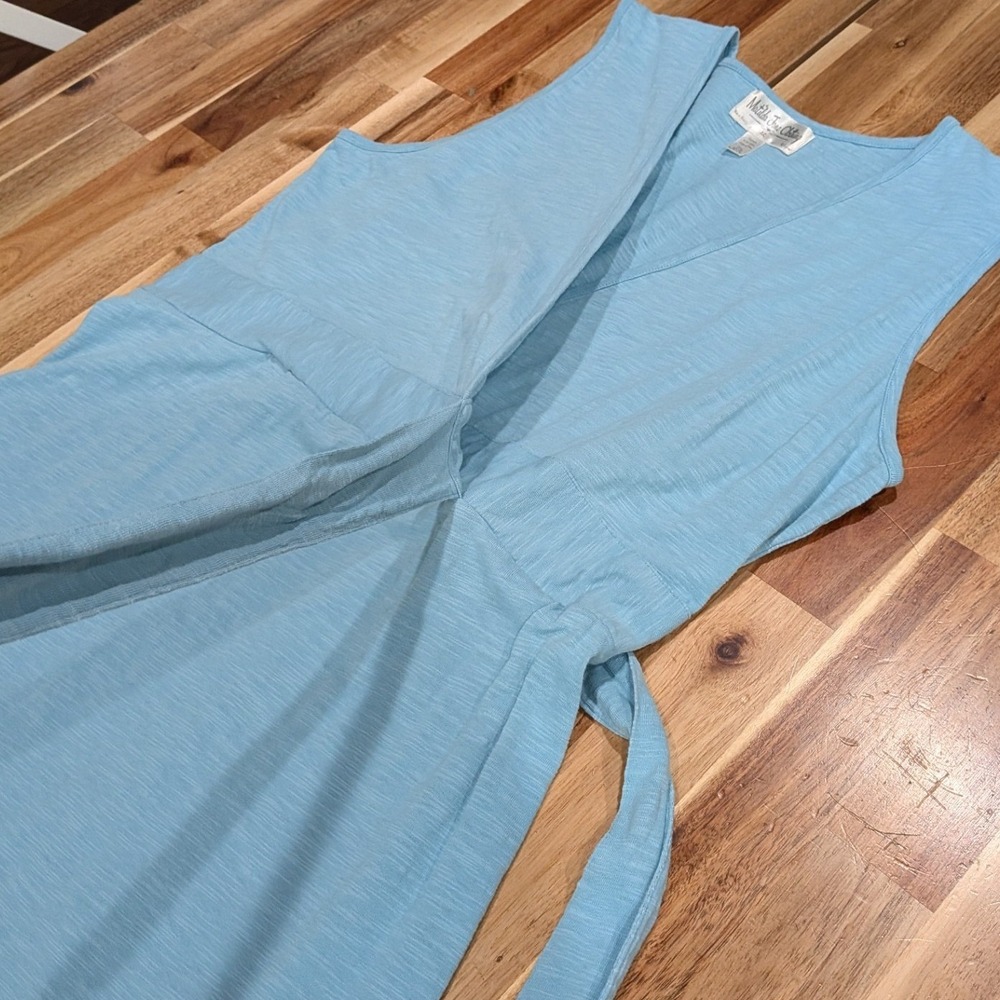 Matilda Jane Sleeveless Faux Wrap Dress XL Blue Cotton Summer Beach - Picture 4 of 8